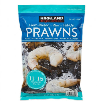 Kirkland Signature Farm Raised Raw Tail-On Prawns 11/15 – 680g