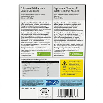 Three Oceans 5 Battered Wild Atlantic Jumbo Cod Fillets 1.25kg-1