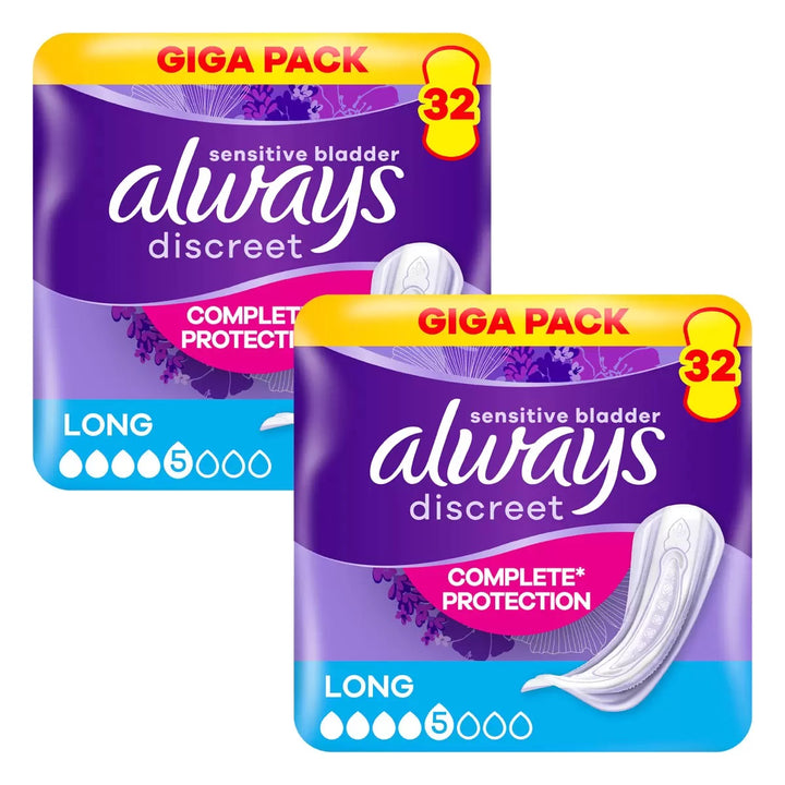 Always Discreet Long Pads 2 x 32 Pack