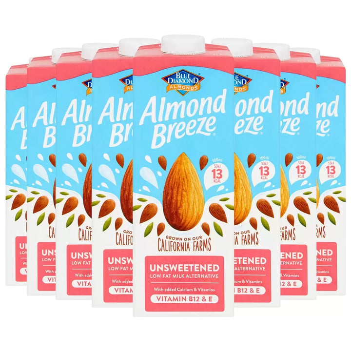 Blue Diamond Almond Breeze Unsweetened Drink 8 X 1Ltr