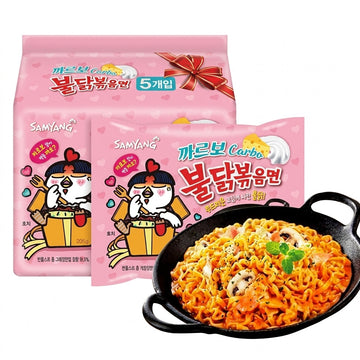 Buldak Carbonara Hot Chicken Flavour Ramen Noodles 130g Pack of 5-1