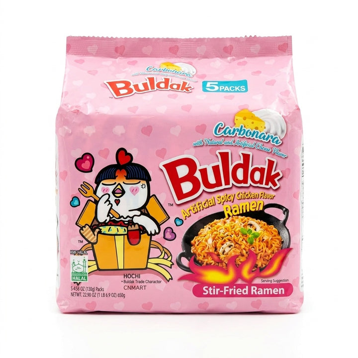 Buldak Carbonara Hot Chicken Flavour Ramen Noodles 130g Pack of 5