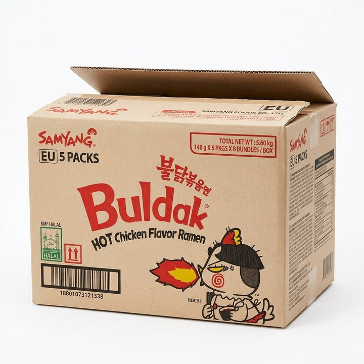 Buldak Original Hot Chicken Flavour Ramen Noodles 140g Pack of 5 x 8-1