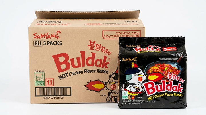 Buldak Original Hot Chicken Flavour Ramen Noodles 140g Pack of 5 x 8