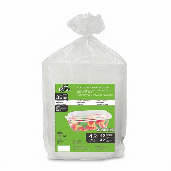 Cafe Express Plastic Containers & lids 42 Pack-1