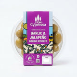 Cypressa Green Olives Garlic & Jalapeño Double Stuffed 500g