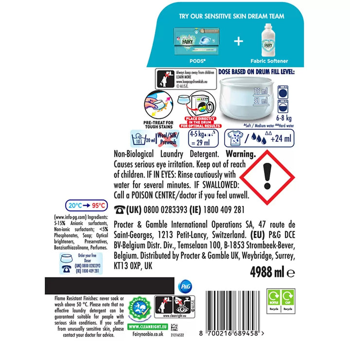 Fairy Non Bio Laundry Liquid 172 Washes 4.988L-1