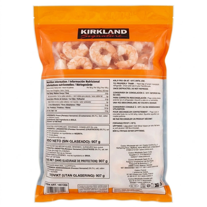 Kirkland Signature Farm-Raised Cooked Tail-Off Prawns 50/70 – 907g-1
