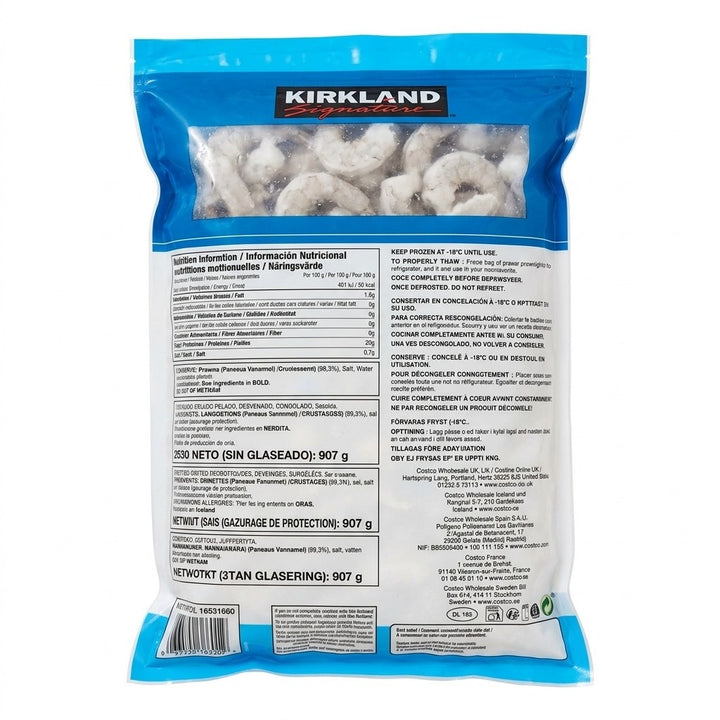 Kirkland Signature Farm Raised Raw Tail-Off Prawns 50/70 – 907g-1