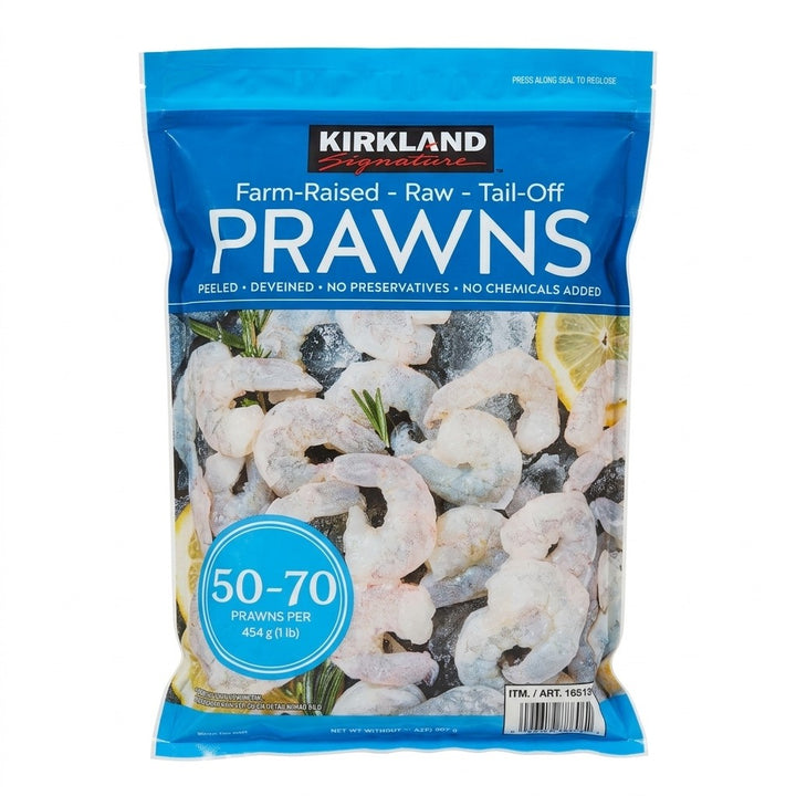 Kirkland Signature Farm Raised Raw Tail-Off Prawns 50/70 – 907g