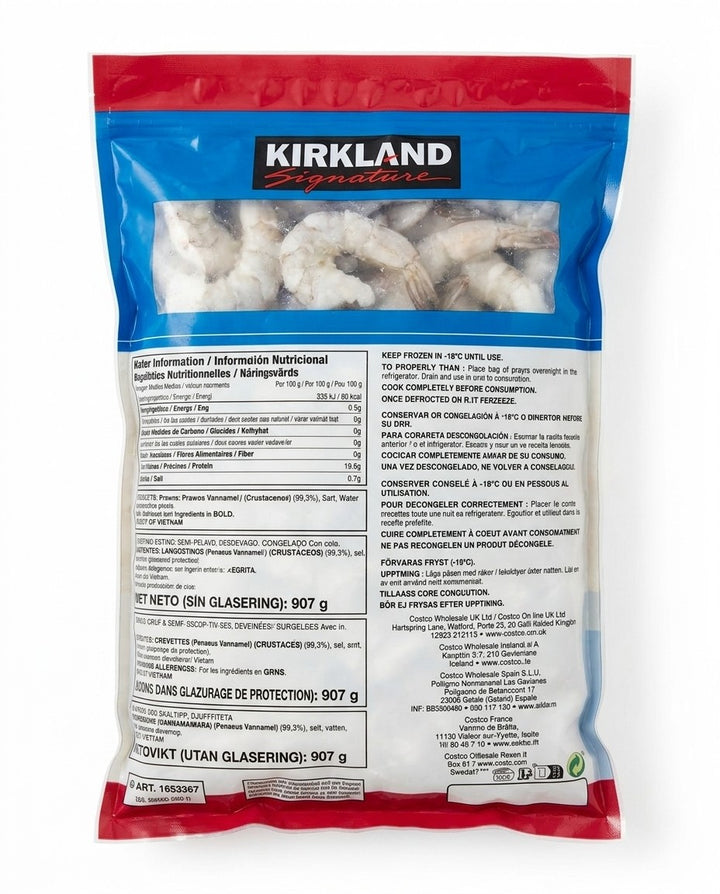 Kirkland Signature Farm Raised Raw Tail-On Prawns 21/25 – 907g-1