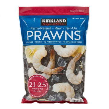 Kirkland Signature Farm Raised Raw Tail-On Prawns 21/25 – 907g