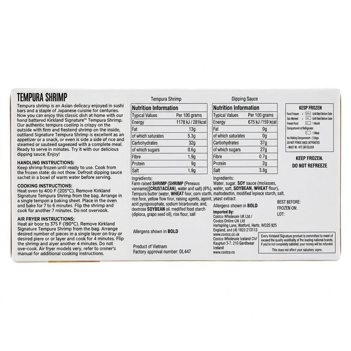 Kirkland Signature Tempura Shrimp with Dipping Sauce – 30 Pieces 1.15kg-1