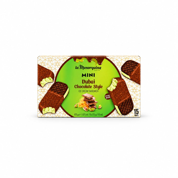 La Menorquina Mini Dubai Chocolate Style Ice Cream Sandwiches 15 × 55g