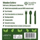 Love The Earth Wooden Cutlery Variety 500 Pack