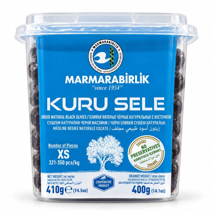 Marmarabirlik Kuru Sele Black Olives XS 400g Drained