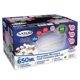 SATCO 650ml Recyclable Microwave Food Containers with Lids 250 Pack