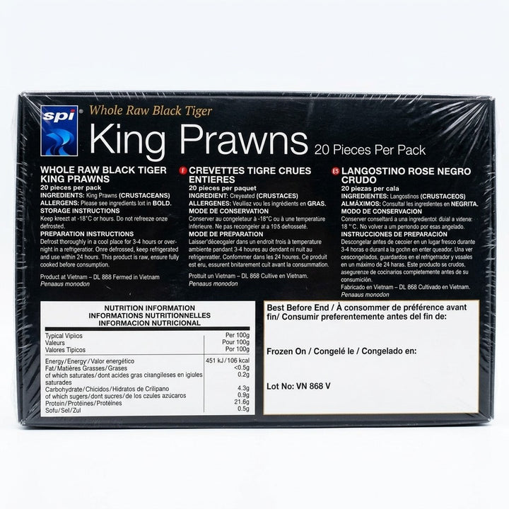 SPI Whole Raw Black Tiger King Prawns 16/20 – 800g-1
