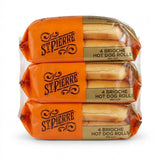 St Pierre Brioche Hot Dog Rolls Pre Cut – 3 × 4 Pack